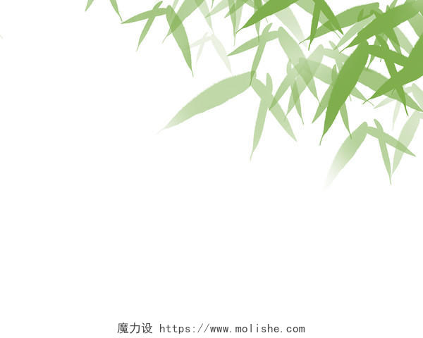 绿色手绘卡通绿叶竹子竹叶植物元素PNG素材